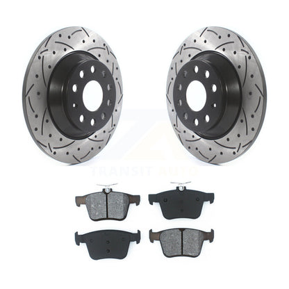Drill Slot Brake Rotor Semi-Metallic Pad Rear Kit For Volkswagen Tiguan Jetta Q3