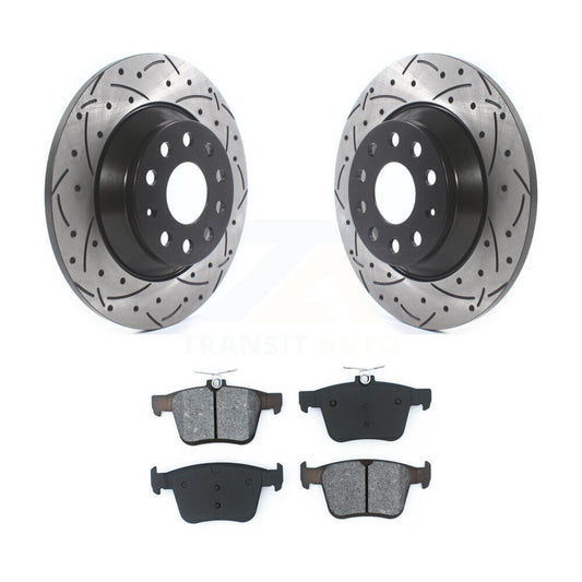 Drill Slot Brake Rotor Semi-Metallic Pad Rear Kit For Volkswagen Tiguan Jetta Q3