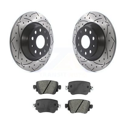 Drill Slot Brake Rotors Semi-Metallic Pad Rear Kit For 2016-2018 Audi Q3 Quattro