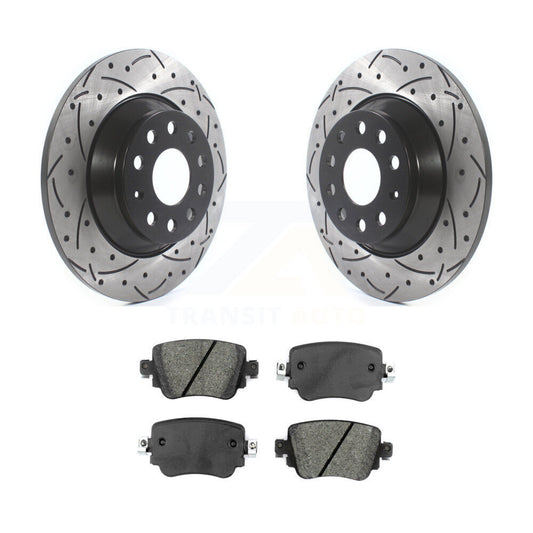 Drill Slot Brake Rotors Semi-Metallic Pad Rear Kit For 2016-2018 Audi Q3 Quattro