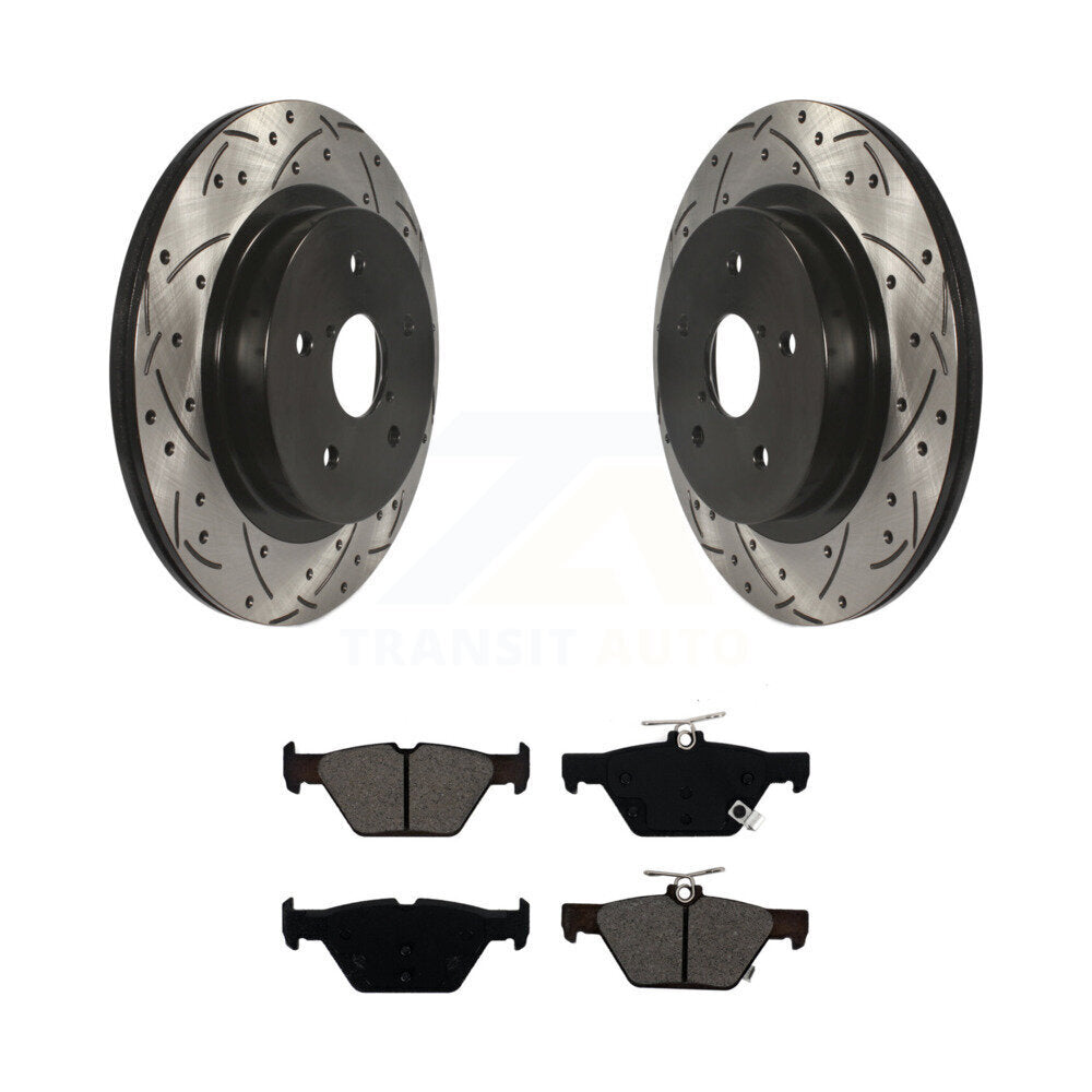 Drill Slot Brake Rotors Semi-Metallic Pad Rear Kit For Subaru Outback WRX Legacy