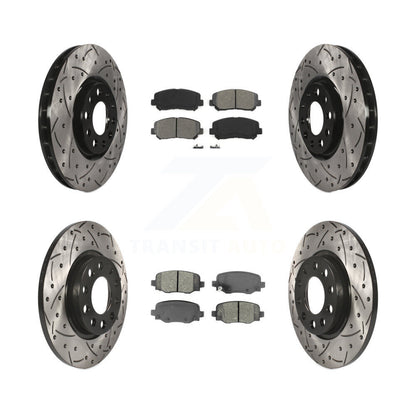 Drilled Slot Disc Brake Rotors Semi-Metallic Pad Front Rear Kit For Chrysler 200