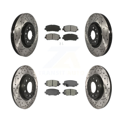 Drilled Slot Disc Brake Rotors Semi-Metallic Pad Front Rear Kit For Chrysler 200