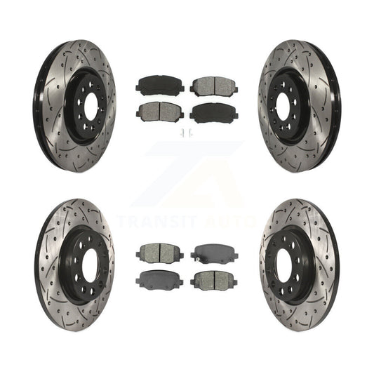 Drilled Slot Disc Brake Rotors Semi-Metallic Pad Front Rear Kit For Chrysler 200
