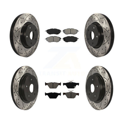Drilled Slot Brake Rotor Semi-Metallic Pad Front Rear Kit For Subaru Outback WRX