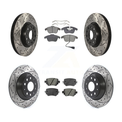 Drill Slot Disc Brake Rotor Semi-Metallic Pad Front Rear Kit For Audi Q3 Quattro