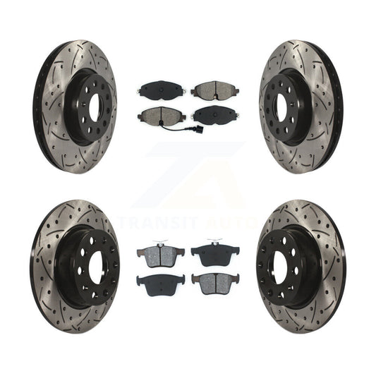 Drill Slot Brake Rotor Semi-Metallic Pad Front Rear Kit For Volkswagen Taos Audi