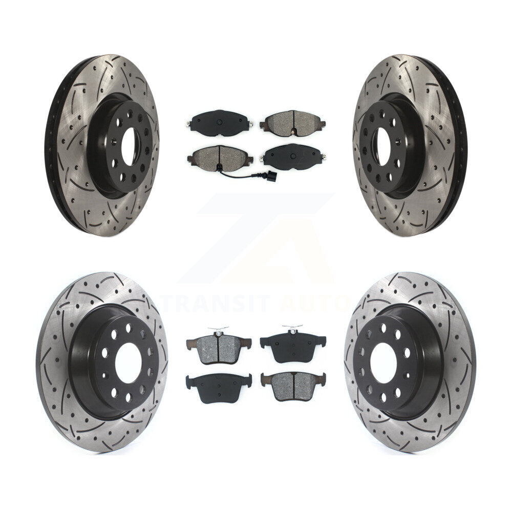 Drill Slot Disc Brake Rotor Semi-Metallic Pad Front Rear Kit For Audi TT Quattro