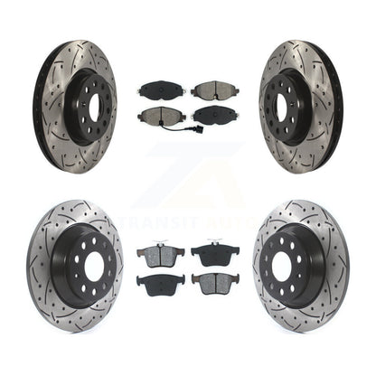Drill Slot Disc Brake Rotor Semi-Metallic Pad Front Rear Kit For Audi TT Quattro