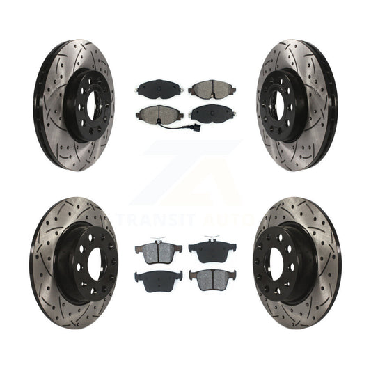 Drill Slot Brake Rotor Semi-Metallic Pad Front Rear Kit For Volkswagen Taos Audi