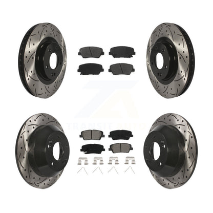 Drill Slot Brake Rotors Semi-Metallic Pad Front Rear Kit For Kia Sorento Hyundai