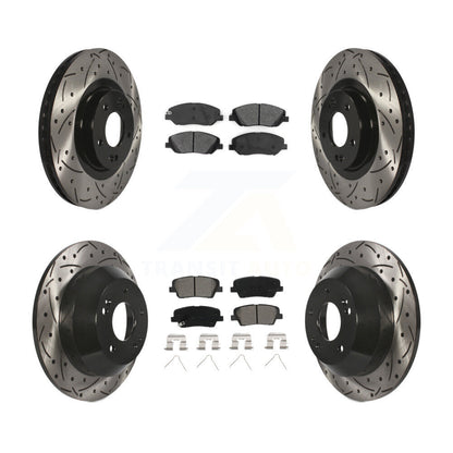 Drill Slot Brake Rotors Semi-Metallic Pad Front Rear Kit For Hyundai Santa Fe XL