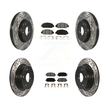Drill Slot Brake Rotor Semi-Metallic Pad Front Rear Kit For 2016-2022 Honda HR-V