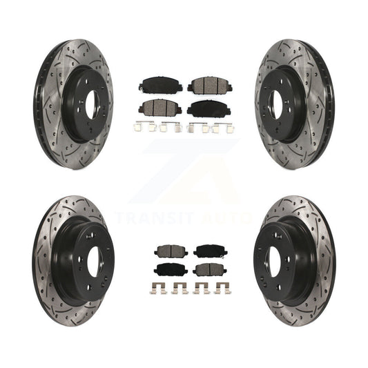 Drill Slot Brake Rotor Semi-Metallic Pad Front Rear Kit For 2016-2022 Honda HR-V