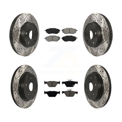 Drilled Slot Brake Rotor Semi-Metallic Pad Front Rear Kit For Subaru Legacy 2.5L