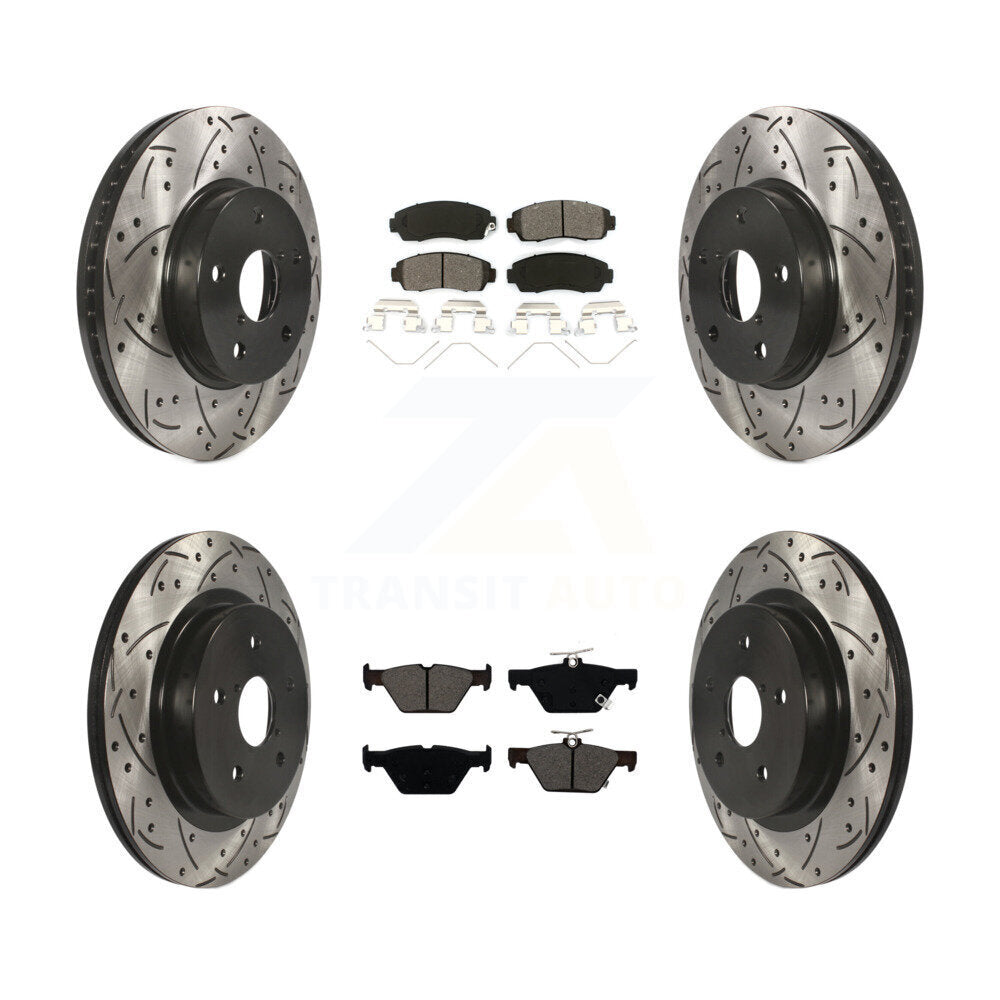 Drilled Slot Brake Rotor Semi-Metallic Pad Front Rear Kit For Subaru Legacy 2.5L