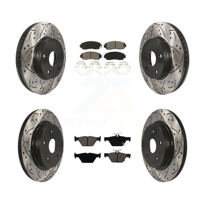 Drilled Slot Brake Rotor Semi-Metallic Pad Front Rear Kit For Subaru Legacy 2.5L