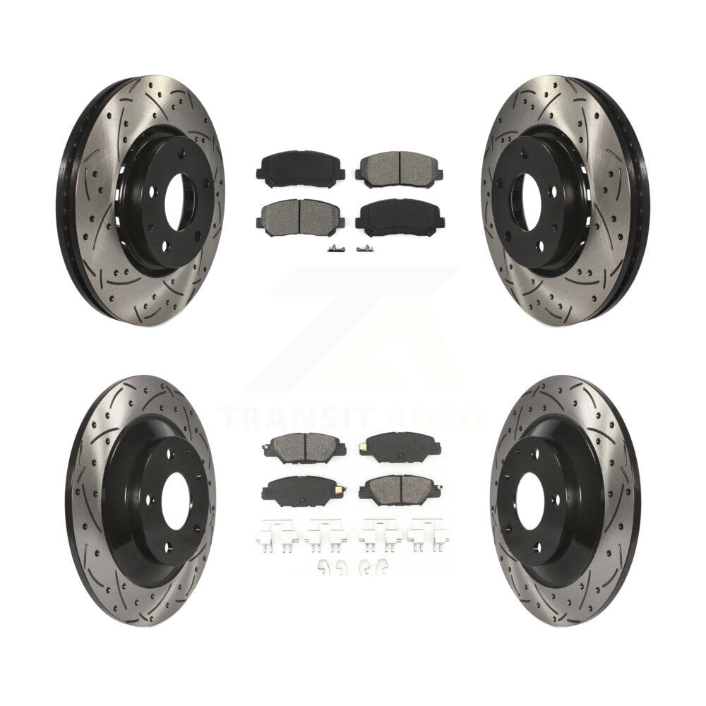Coat Drill Slot Disc Brake Rotor Semi-Metallic Pad Front Rear Kit For Mazda CX-5