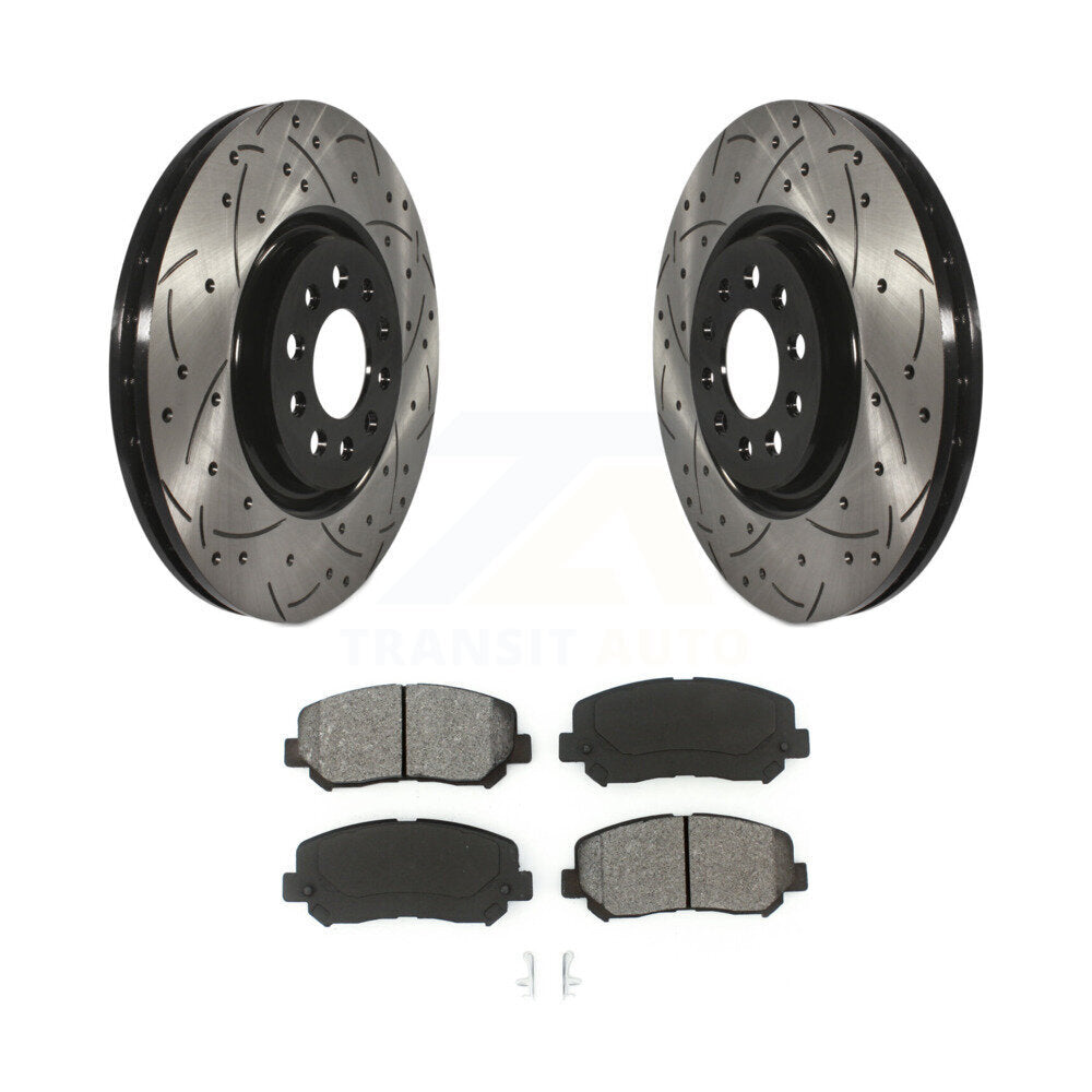 Drilled Slot Brake Rotors Semi-Metallic Pad Front Kit For Jeep Cherokee Chrysler