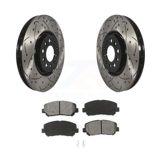 Drilled Slot Brake Rotors Semi-Metallic Pad Front Kit For Jeep Cherokee Chrysler