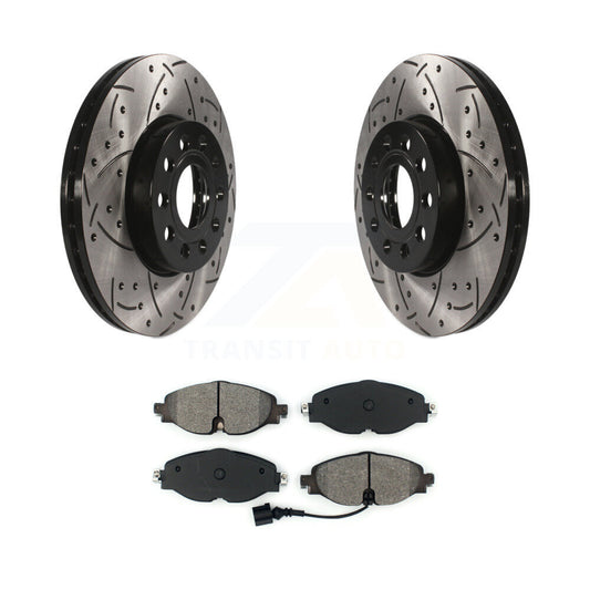Drill Slot Brake Rotors Semi-Metallic Pad Front Kit For Volkswagen Jetta Golf A3