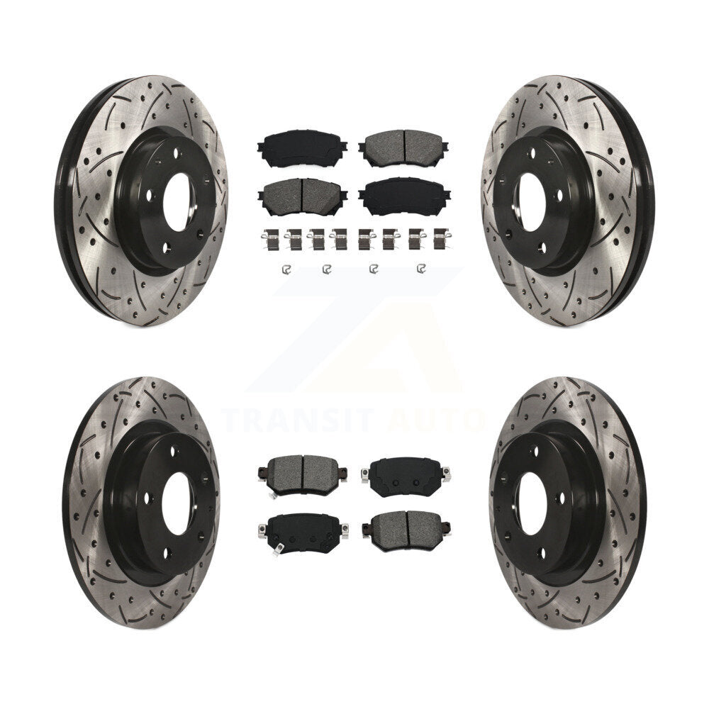Drilled Slot Brake Rotors Semi-Metallic Pad Front Rear Kit For 2016-2018 Mazda 6