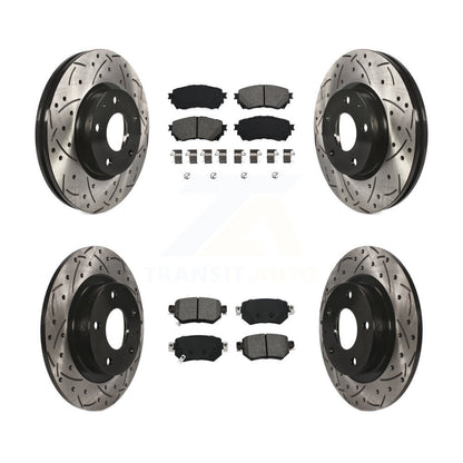 Drilled Slot Brake Rotors Semi-Metallic Pad Front Rear Kit For 2016-2018 Mazda 6