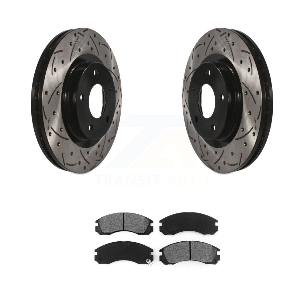 Drilled Slot Disc Brake Rotors Semi-Metallic Pad Front Kit For Mitsubishi Lancer