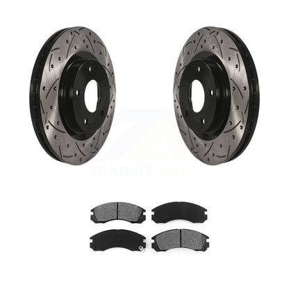 Drilled Slot Disc Brake Rotors Semi-Metallic Pad Front Kit For Mitsubishi Lancer