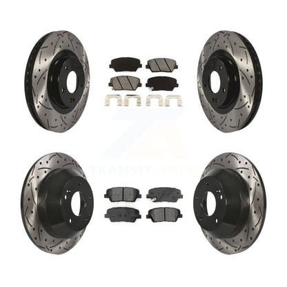 Drilled Slot Disc Brake Rotor & Semi-Metallic Pad Front Rear Kit For Kia Sorento