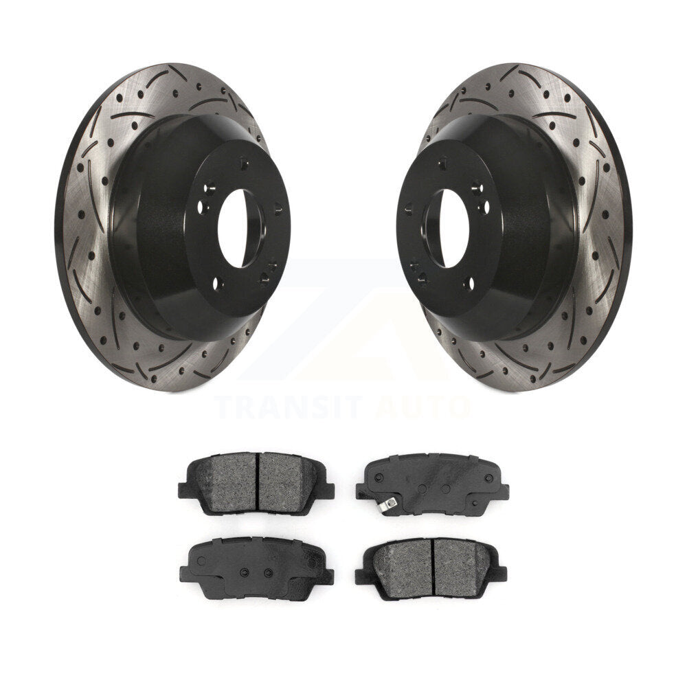 Coated Drilled Slot Disc Brake Rotors Semi-Metallic Pad Rear Kit For Kia Sorento