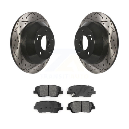 Coated Drilled Slot Disc Brake Rotors Semi-Metallic Pad Rear Kit For Kia Sorento