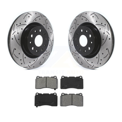 Drilled Slot Disc Brake Rotor & Semi-Metallic Pad Front Kit For Cadillac CTS CT6