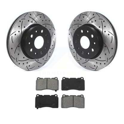 Drill Slot Brake Rotor Semi-Metallic Pad Front Kit For Chevrolet Camaro Cadillac