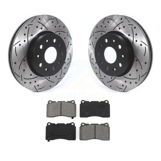 Drill Slot Brake Rotor Semi-Metallic Pad Front Kit For Chevrolet Camaro Cadillac