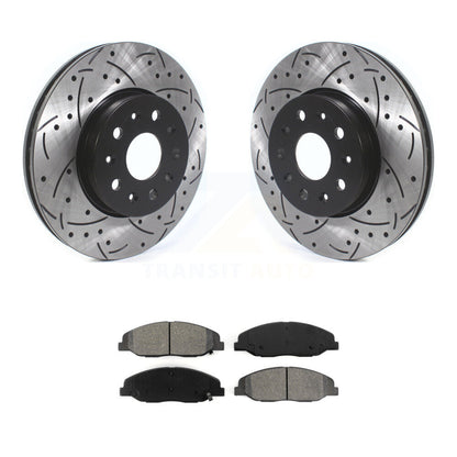 Coated Drill Slot Disc Brake Rotors Semi-Metallic Pad Front Kit For Cadillac CTS