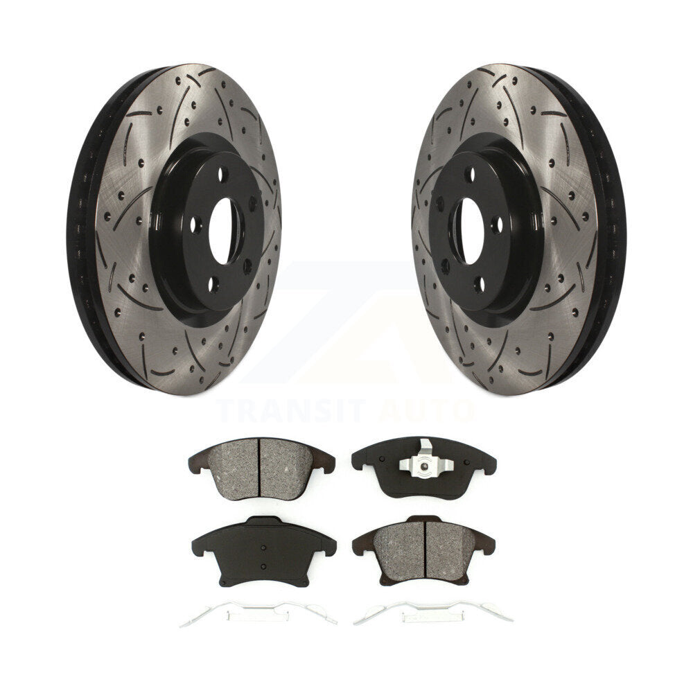Drill Slot Brake Rotor Semi-Metallic Pad Front Kit For Ford Police Responder SSV