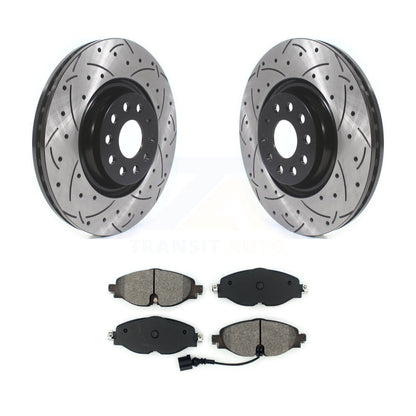 Drilled Slot Brake Rotor Semi-Metallic Pad Front Kit For Volkswagen Golf Audi A3