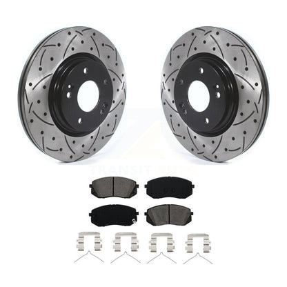 Drilled Slot Brake Rotor Semi-Metallic Pad Front Kit For Hyundai Sonata Kona Kia