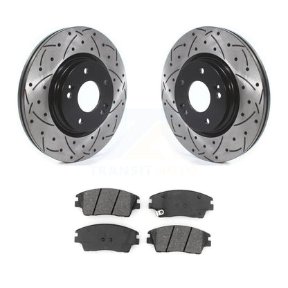 Drilled Slot Brake Rotors Semi-Metallic Pad Front Kit For Hyundai Elantra Tucson