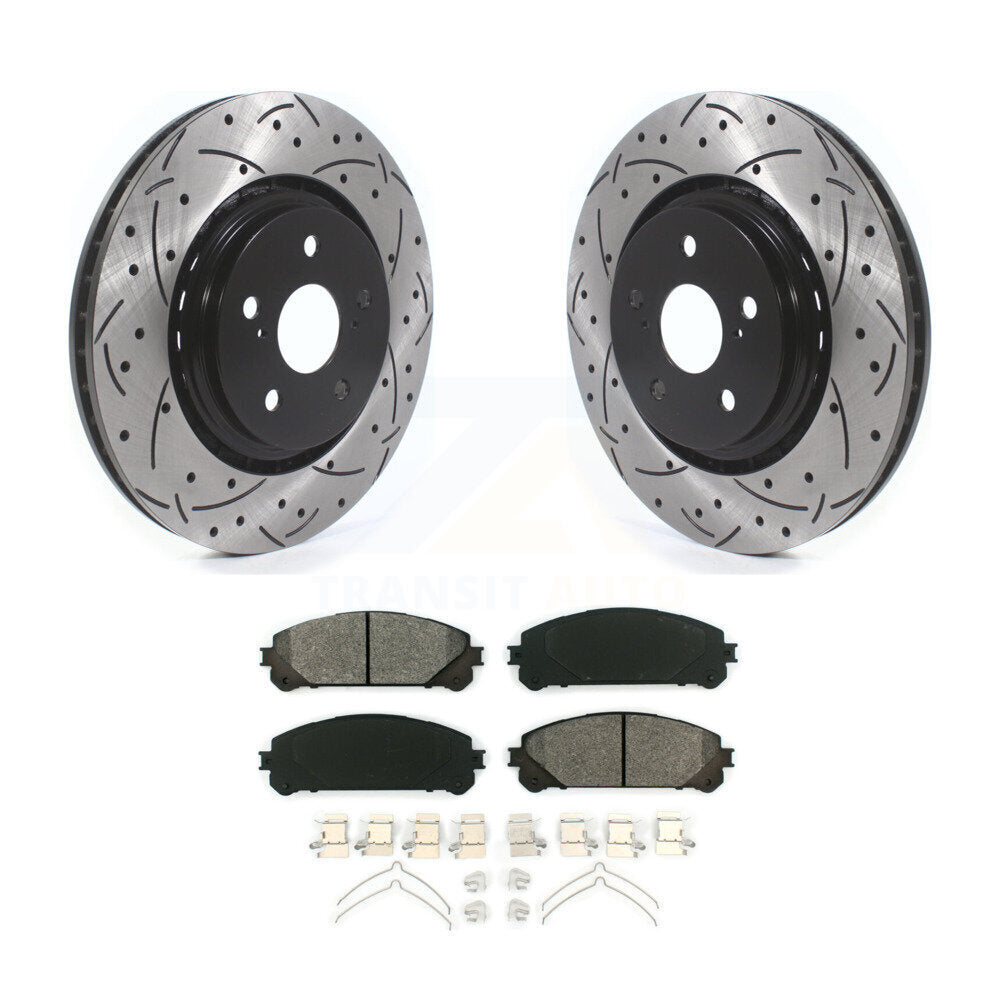 Drill Slot Brake Rotors Semi-Metallic Pad Front Kit For Lexus RX350 Toyota Camry