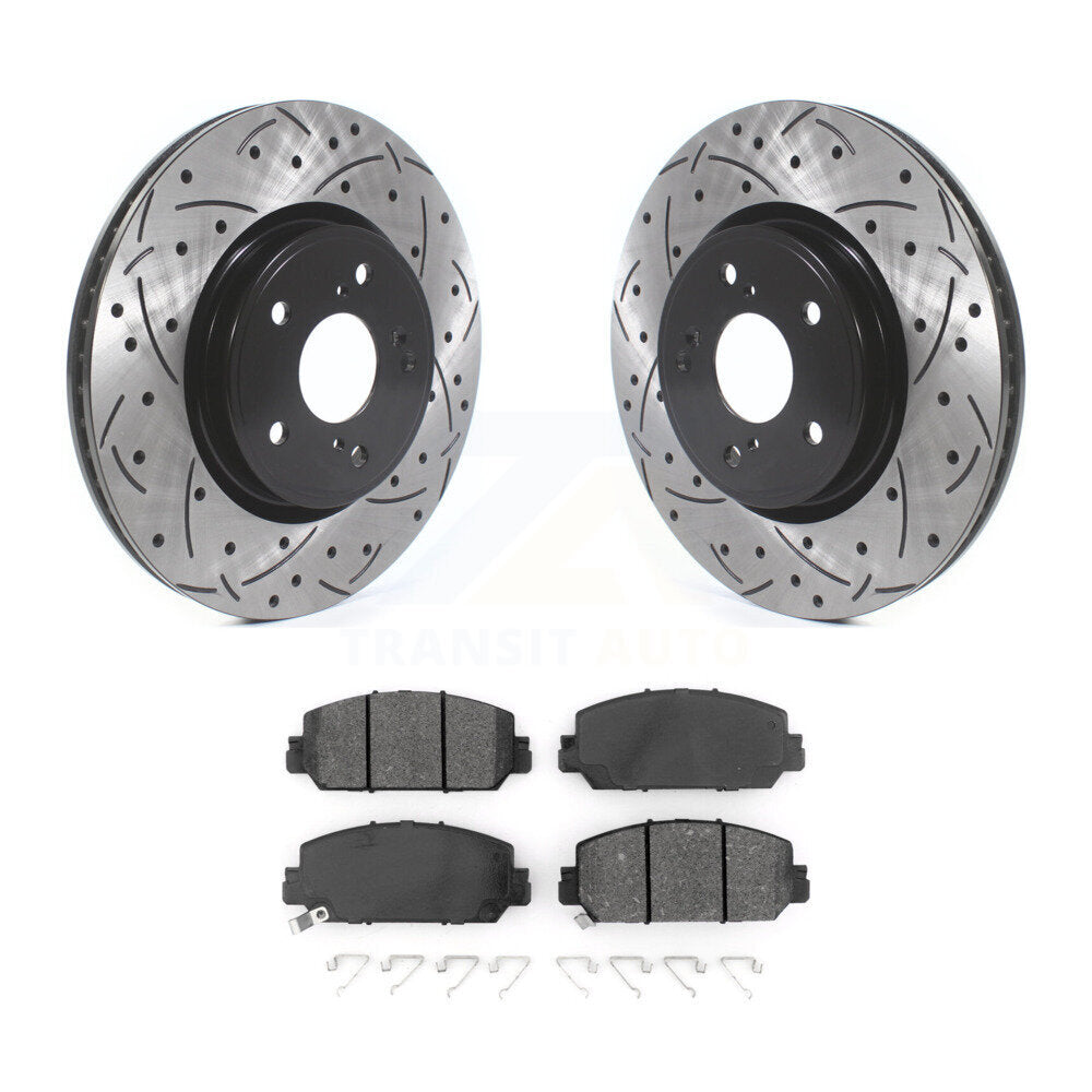 Coat Drill Slot Disc Brake Rotor Semi-Metallic Pad Front Kit For Honda CR-V HR-V