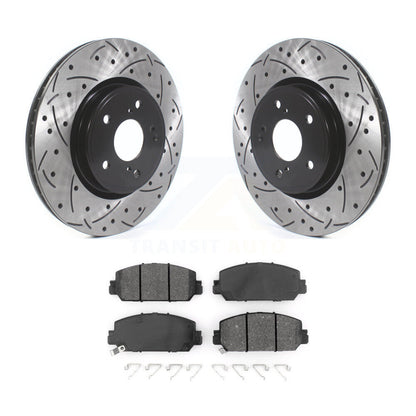 Coat Drill Slot Disc Brake Rotor Semi-Metallic Pad Front Kit For Honda CR-V HR-V