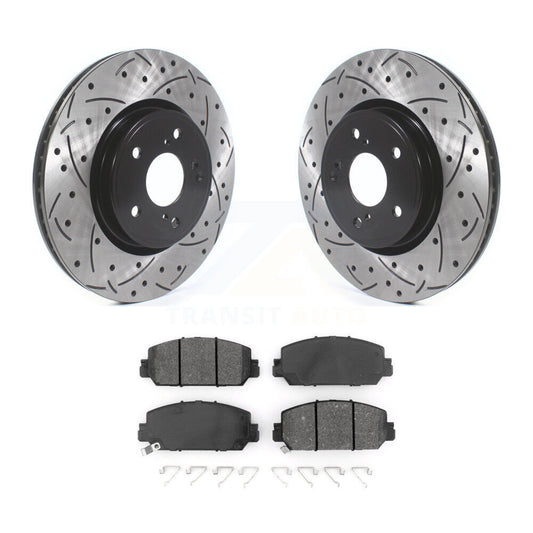 Coat Drill Slot Disc Brake Rotor Semi-Metallic Pad Front Kit For Honda CR-V HR-V