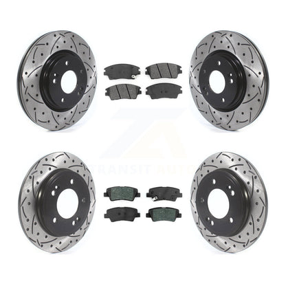 Drill Slot Brake Rotor Semi-Metallic Pad Front Rear Kit For Hyundai Elantra 1.6L