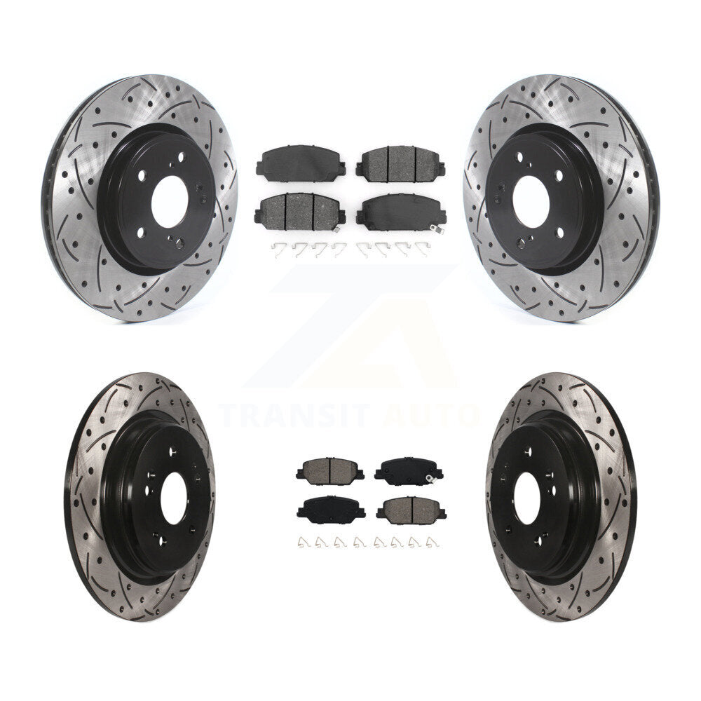 Coat Drill Slot Disc Brake Rotor Semi-Metallic Pad Front Rear Kit For Honda CR-V
