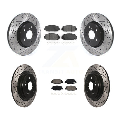 Coat Drill Slot Disc Brake Rotor Semi-Metallic Pad Front Rear Kit For Honda CR-V