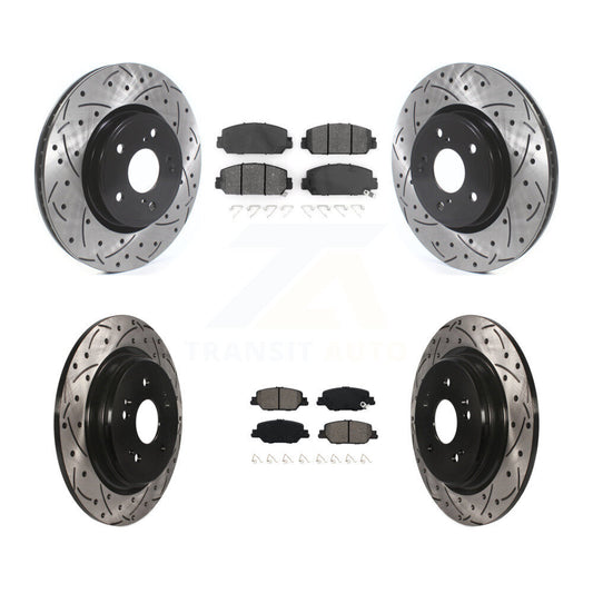 Coat Drill Slot Disc Brake Rotor Semi-Metallic Pad Front Rear Kit For Honda CR-V