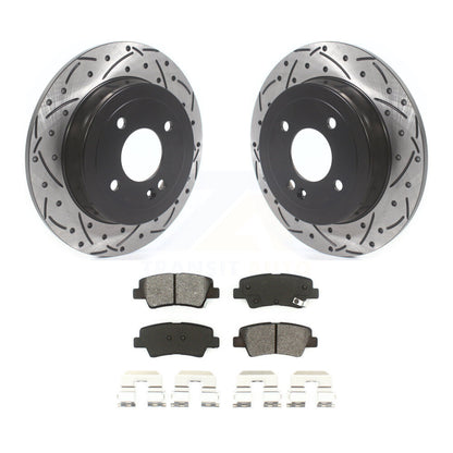Drilled Slot Brake Rotor & Semi-Metallic Pad Rear Kit For Hyundai Accent Kia Rio