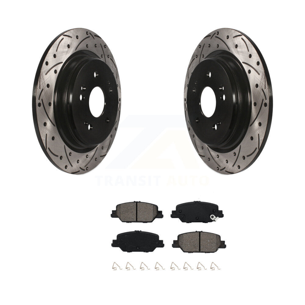 Drill Slot Disc Brake Rotors Semi-Metallic Pad Rear Kit For 2017-2024 Honda CR-V